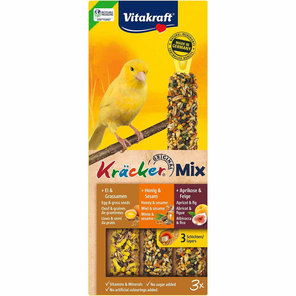 Vitakraft Kräcker Trio mit Ei, Frucht und Honig für Sittiche