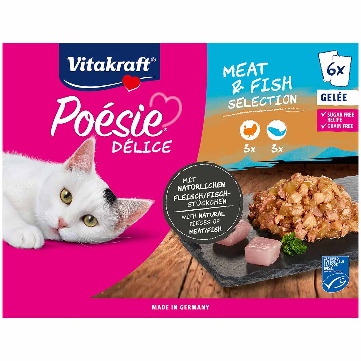 Vitakraft Poésie®Déli Gelée Meat&amp;Fish MSC 6x85g