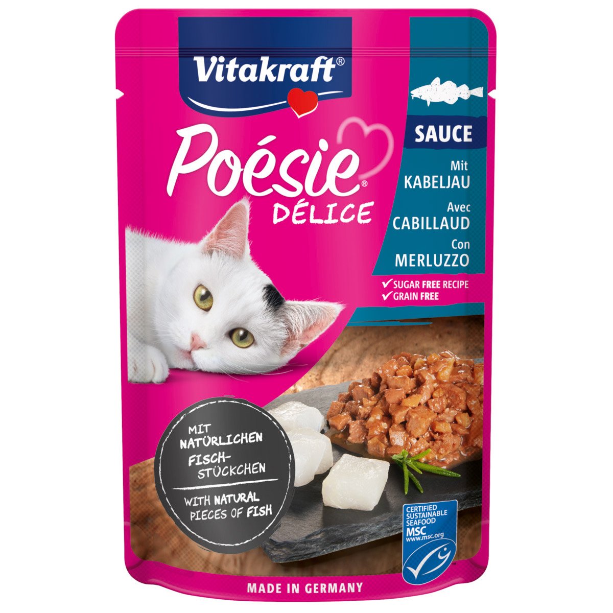 Levně Vitakraft Poésie DéliSauce a treska obecná 23 × 85 g