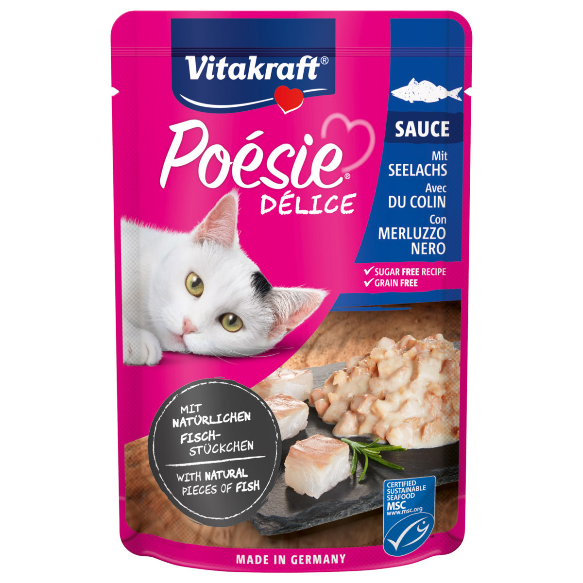 Levně Vitakraft Poésie DéliSauce a treska tmavá 23 × 85 g