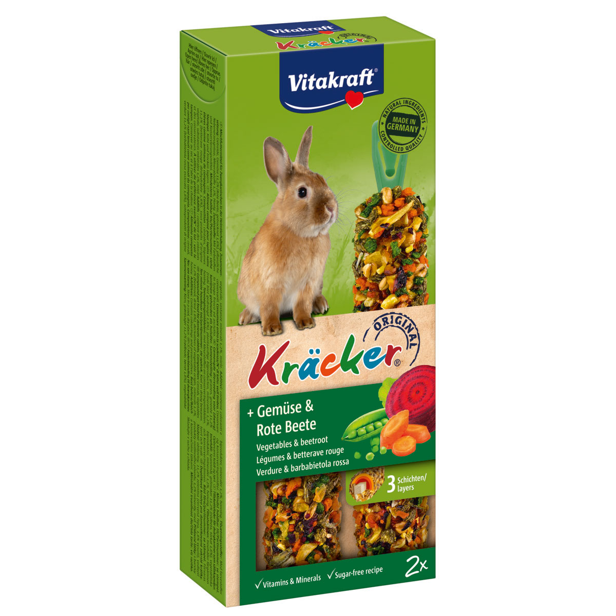 Vitakraft krekry pro zakrslé králíky se zeleninou a červenou řepou 2 kusy