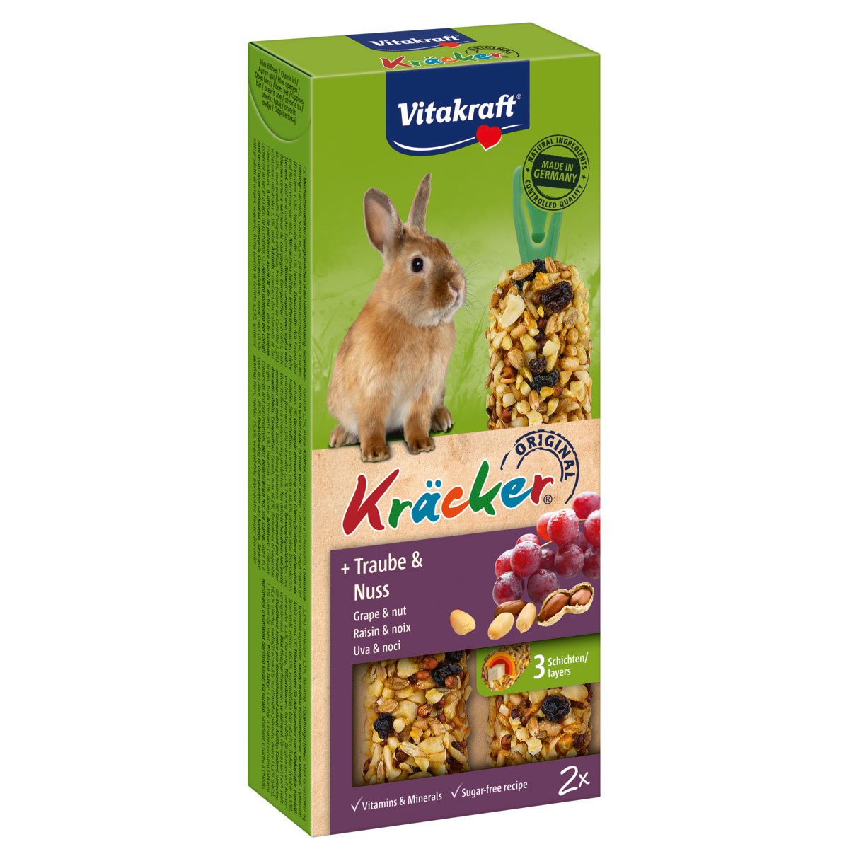 Vitakraft krekry pro zakrslé králíky s hrozny a oříšky 2 × 1 ks