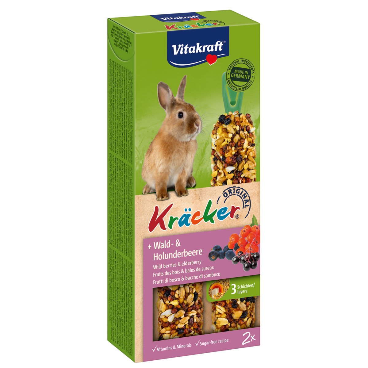 Vitakraft krekry pro zakrslé králíky s lesními plody a bezinkami 2 kusy