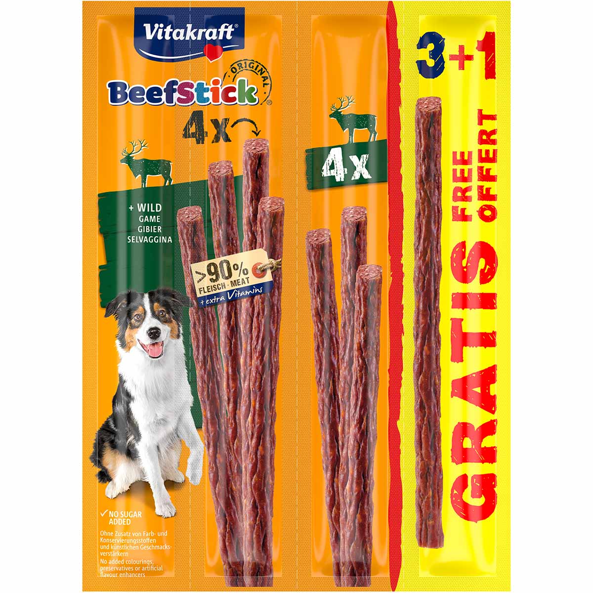 Vitakraft Hundesnack Beef-Stick mit Wild 3+1 gratis