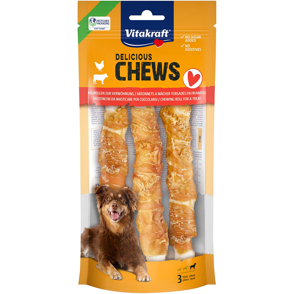 Levně Vitakraft Chews Deli žvýkací tyčinky, kuřecí, vel. L, 3 kusy