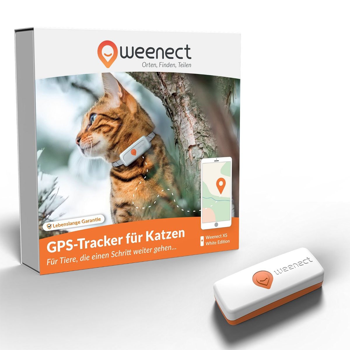 Levně Weenect XS GPS tracker pro kočky, bílý Weiß