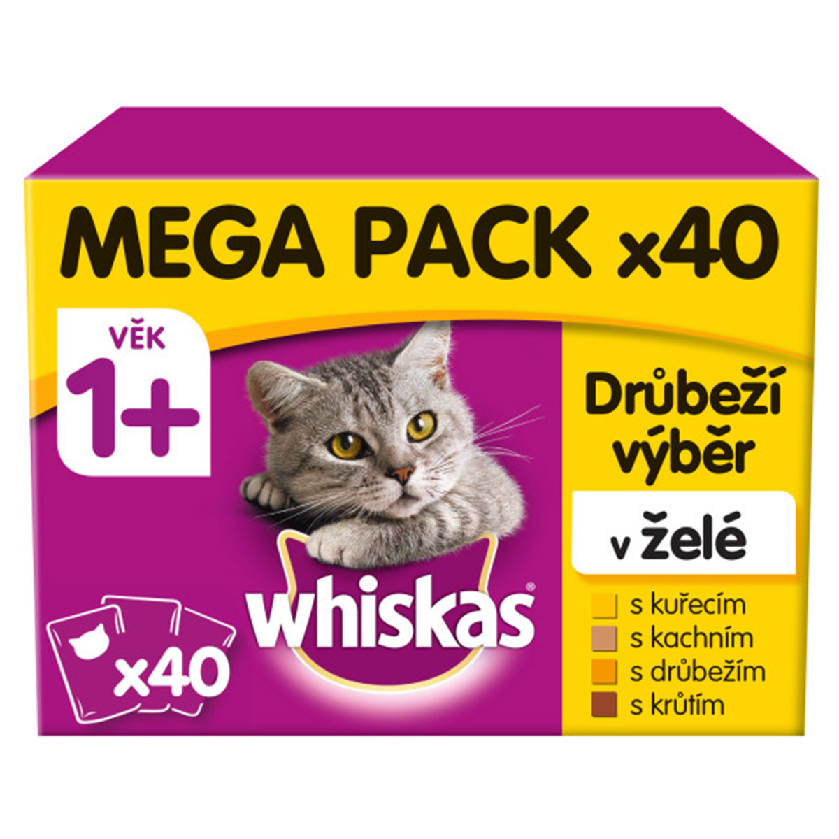 Whiskas Adult kapsičky drůbeží výběr v želé 40 x 100 g