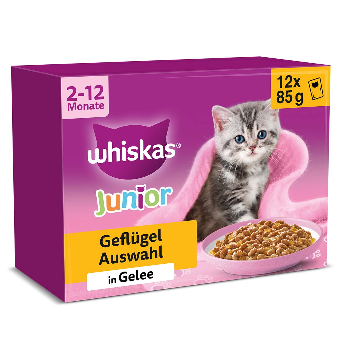 WHISKAS Junior Geflügel Auswahl in Gelee 12x85g