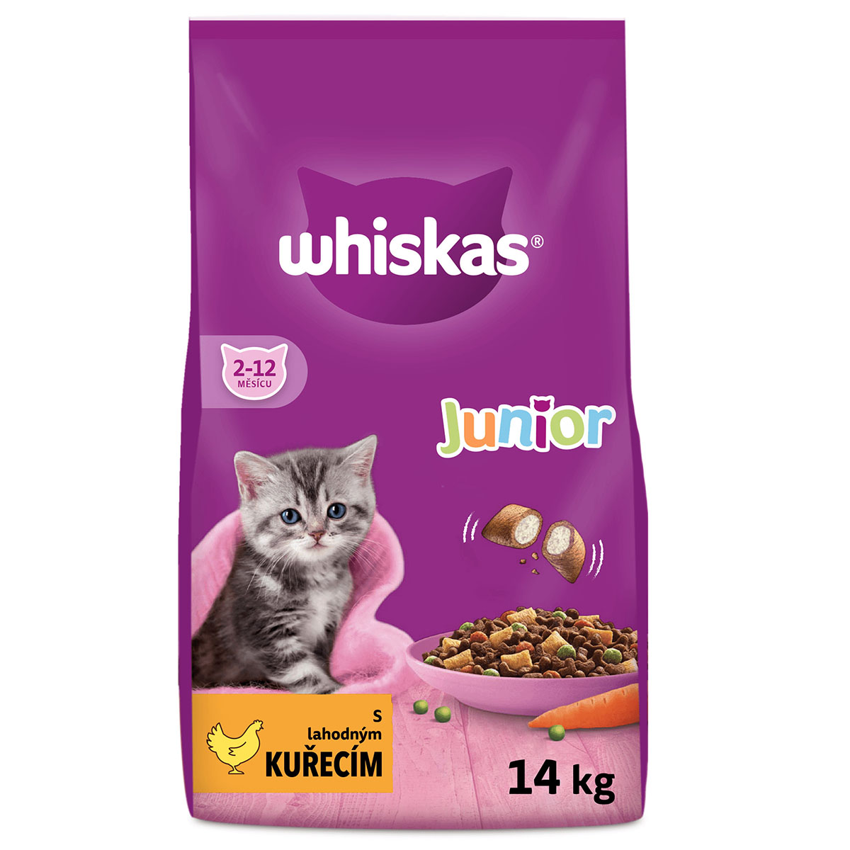 Levně Whiskas Junior Trockenfutter mit Huhn 14kg 14kg