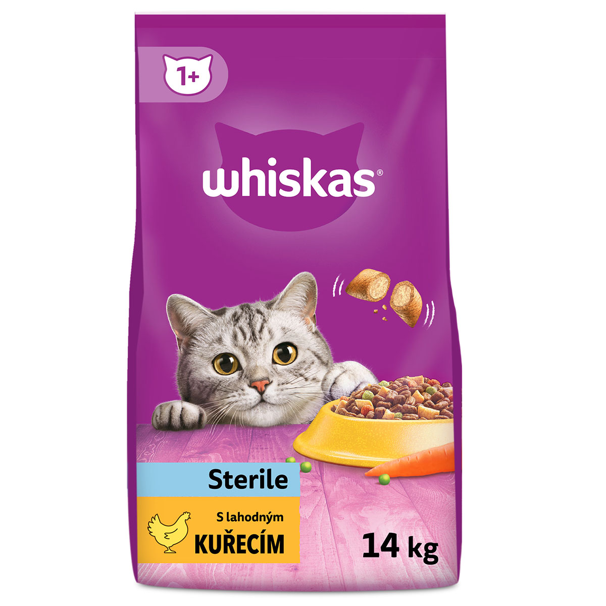 Levně Whiskas Trockenfutter mit Huhn für kastrierte Katzen 14kg 14kg