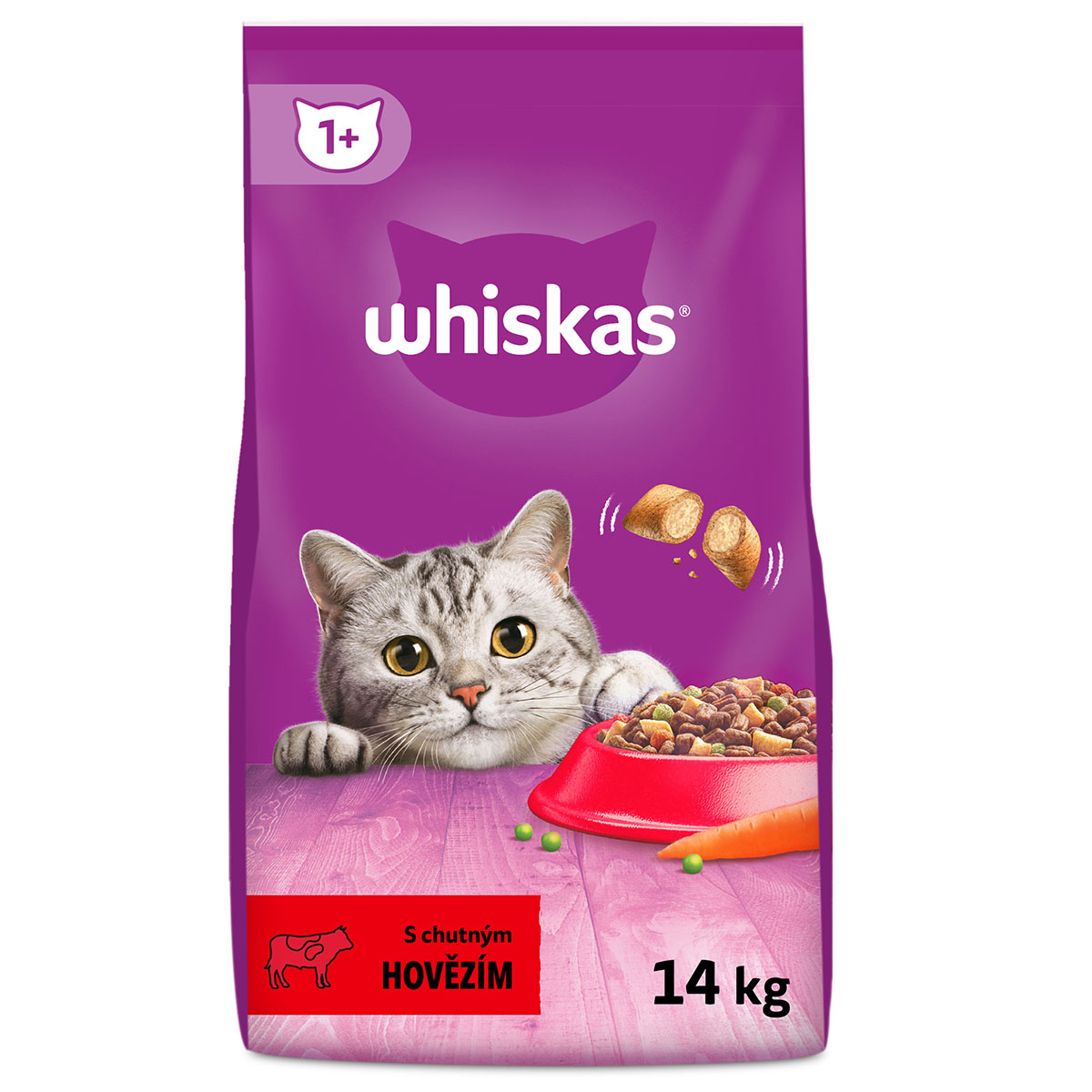 Whiskas Trockenfutter mit Rindfleisch 14kg 2x14kg