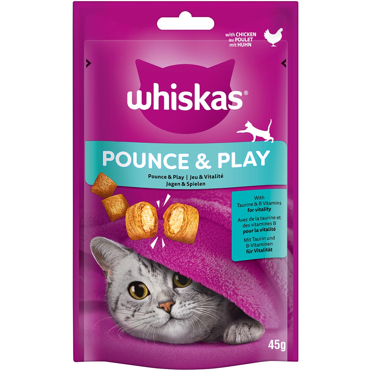 Levně Whiskas Jagen & Spielen s kuřecím masem 4 × 45 g