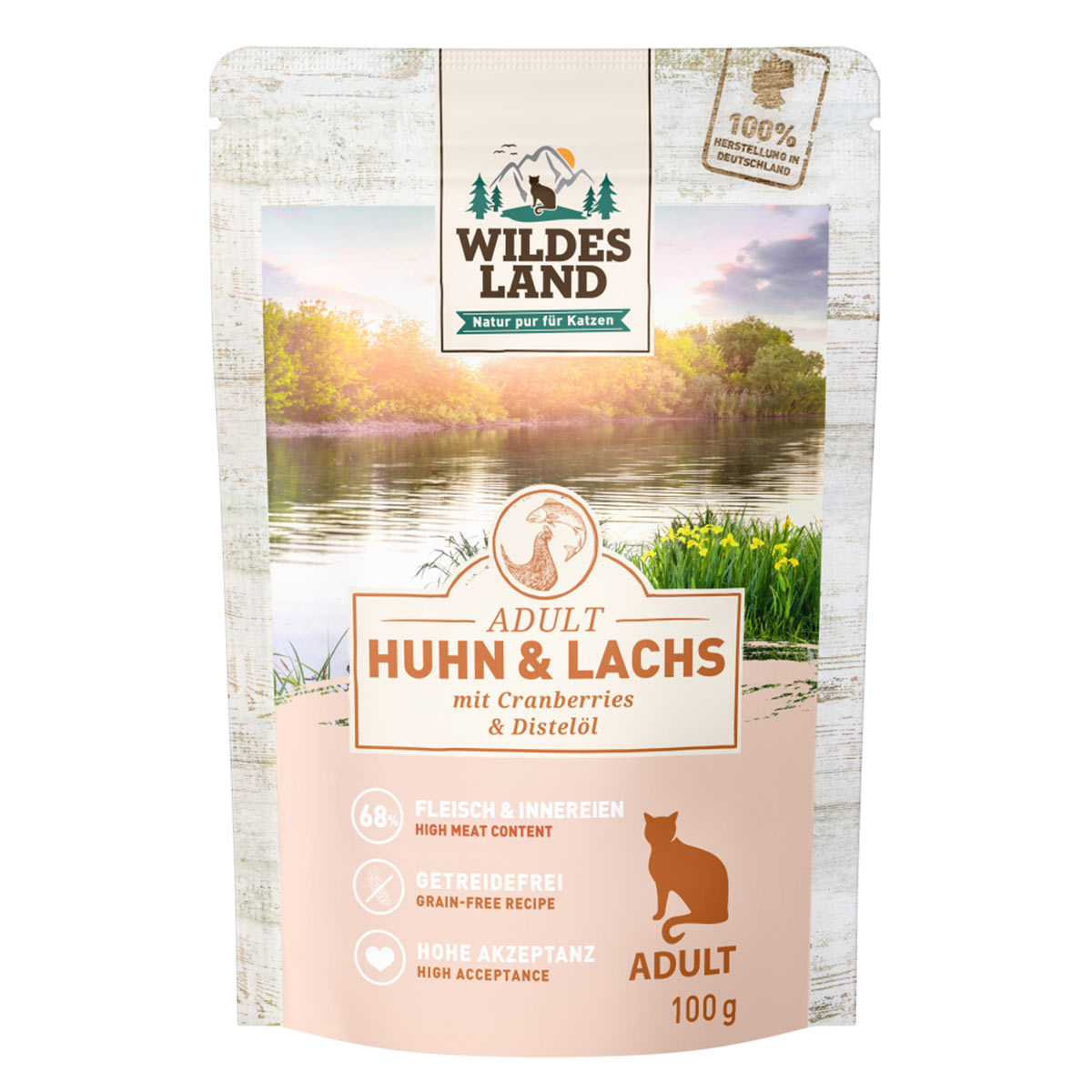 Wildes Land Huhn und Lachs mit Cranberries 12×100 g