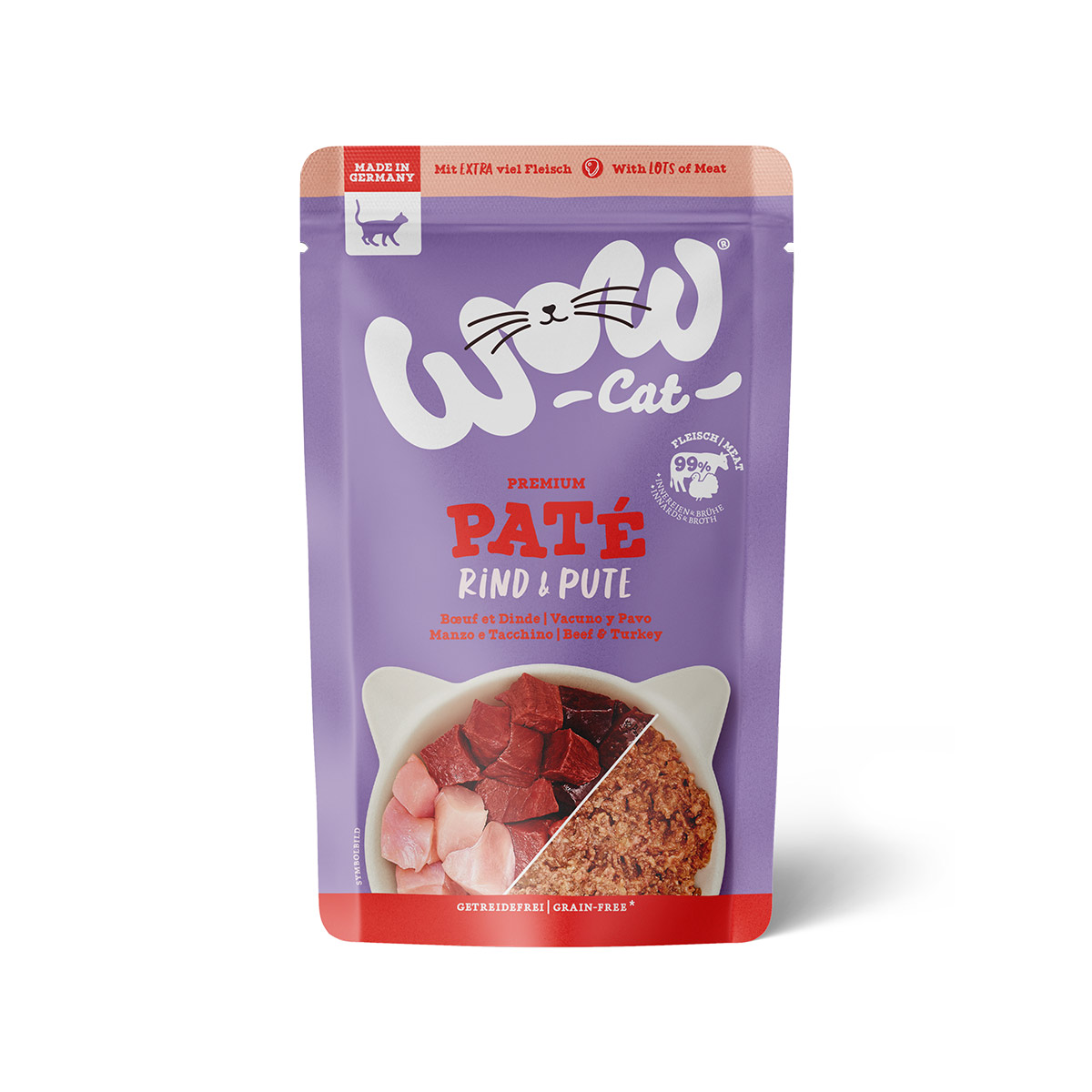 Levně WOW CAT Adult hovězí a krůta 12 × 125 g