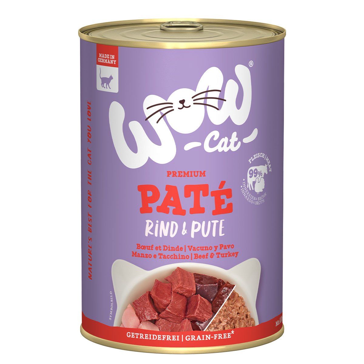 Levně WOW CAT Adult hovězí a krůta 6 × 400 g