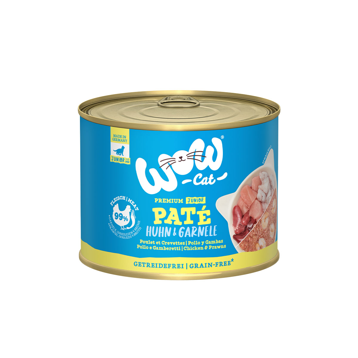 WOW CAT Junior kuřecí maso a krevety 6× 200 g