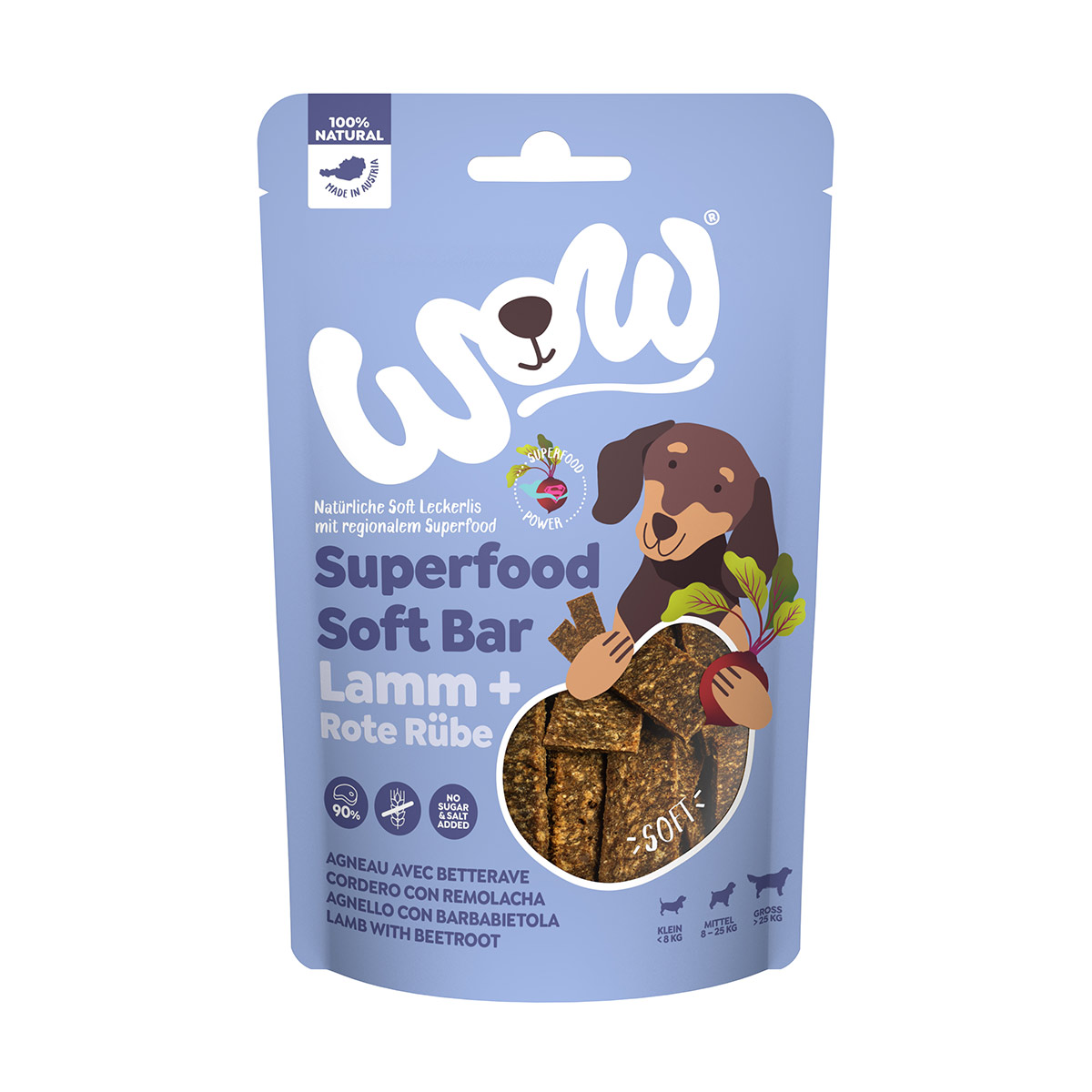WOW SUPERFOOD Soft Bar jehněčí s červenou řepou 150 g