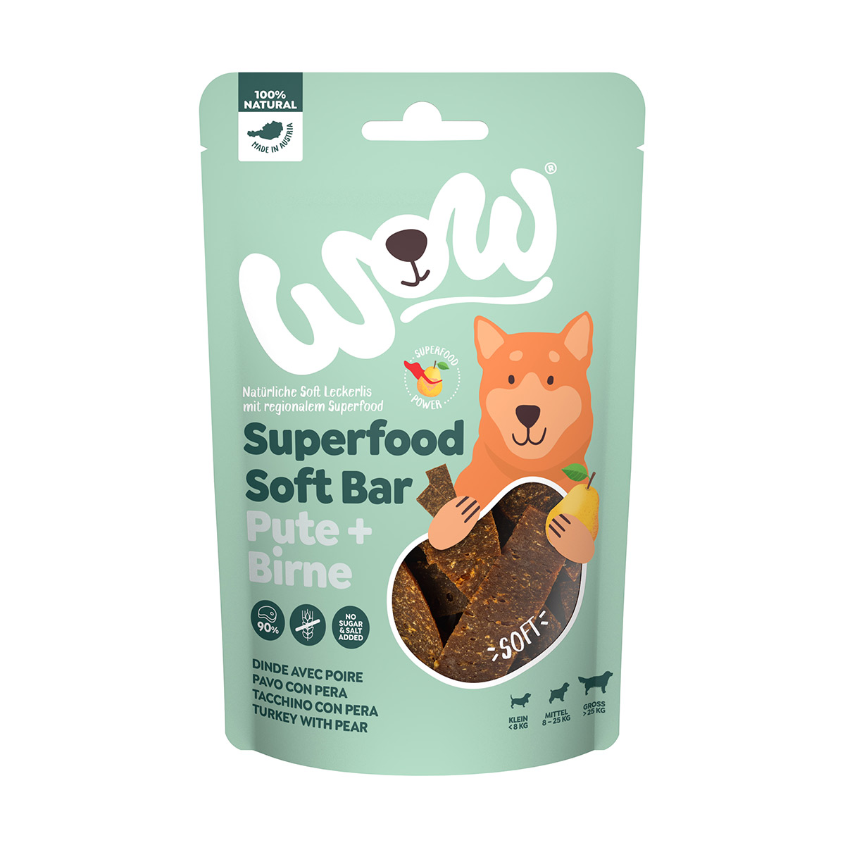 Levně WOW SUPERFOOD Soft Bar krůtí maso s hruškou 150 g