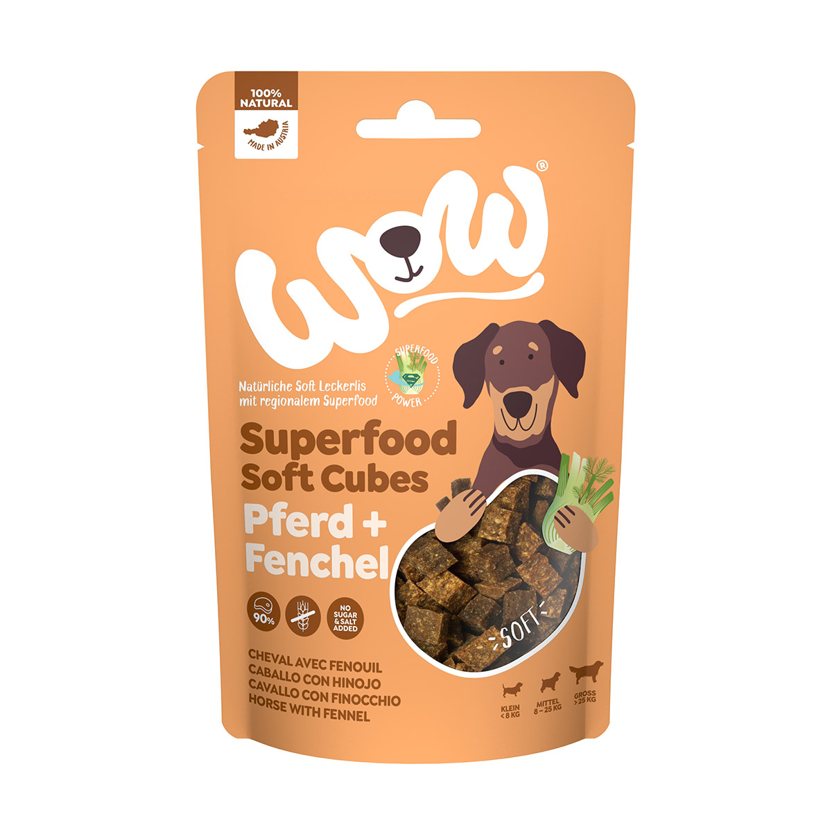 WOW SUPERFOOD Soft Cubes koňské maso s fenyklem 150 g