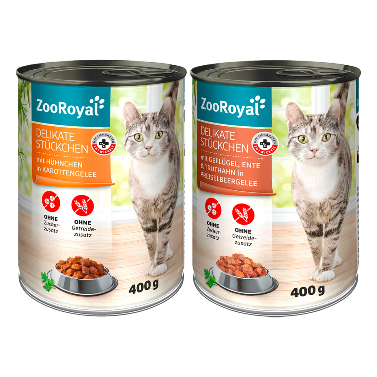 ZooRoyal Delikate Stückchen Mixpaket Huhn & Ente 12x400g ZooRoyal Delikate Stückchen Mixpaket Huhn & Ente 12x400g