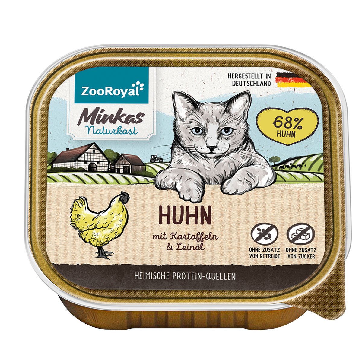 ZooRoyal Minkas Naturkost Adult Huhn mit Kartoffeln & Leinöl 16x100g