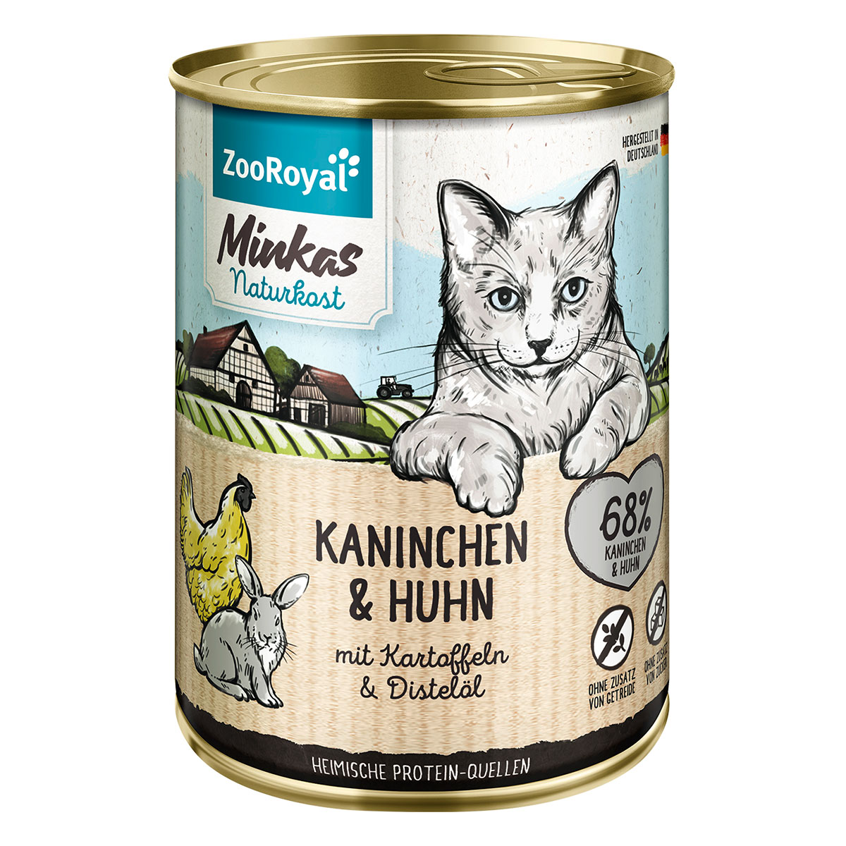 ZooRoyal Minkas Naturkost Adult Kaninchen & Huhn mit Kartoffeln & Distelöl 6x400g ZooRoyal Minkas Naturkost Adult Kaninchen & Huhn mit Kartoffeln & Distelöl 6x400g