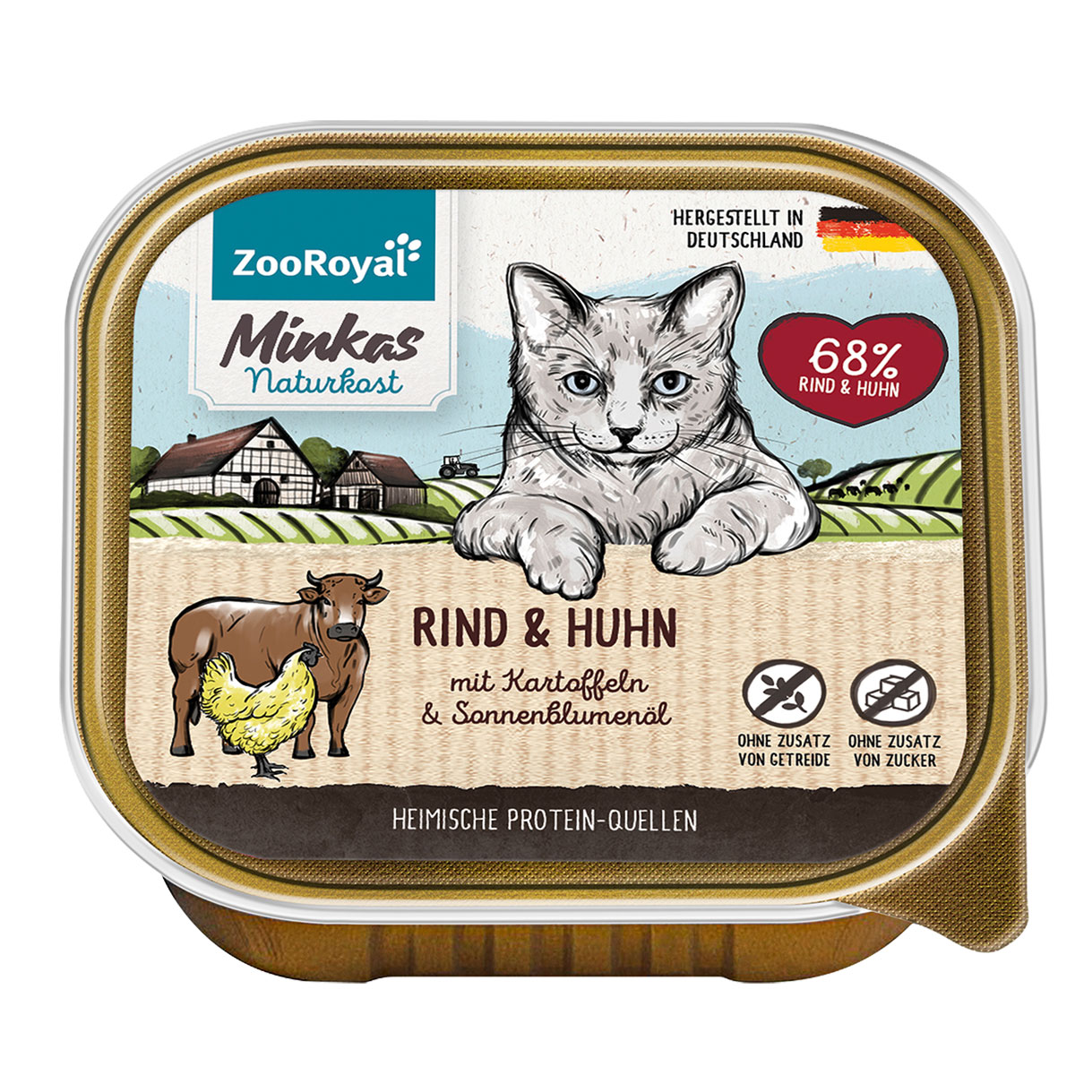 ZooRoyal Minkas Naturkost Adult Rind & Huhn mit Kartoffeln & Sonnenblumenöl 16x100g