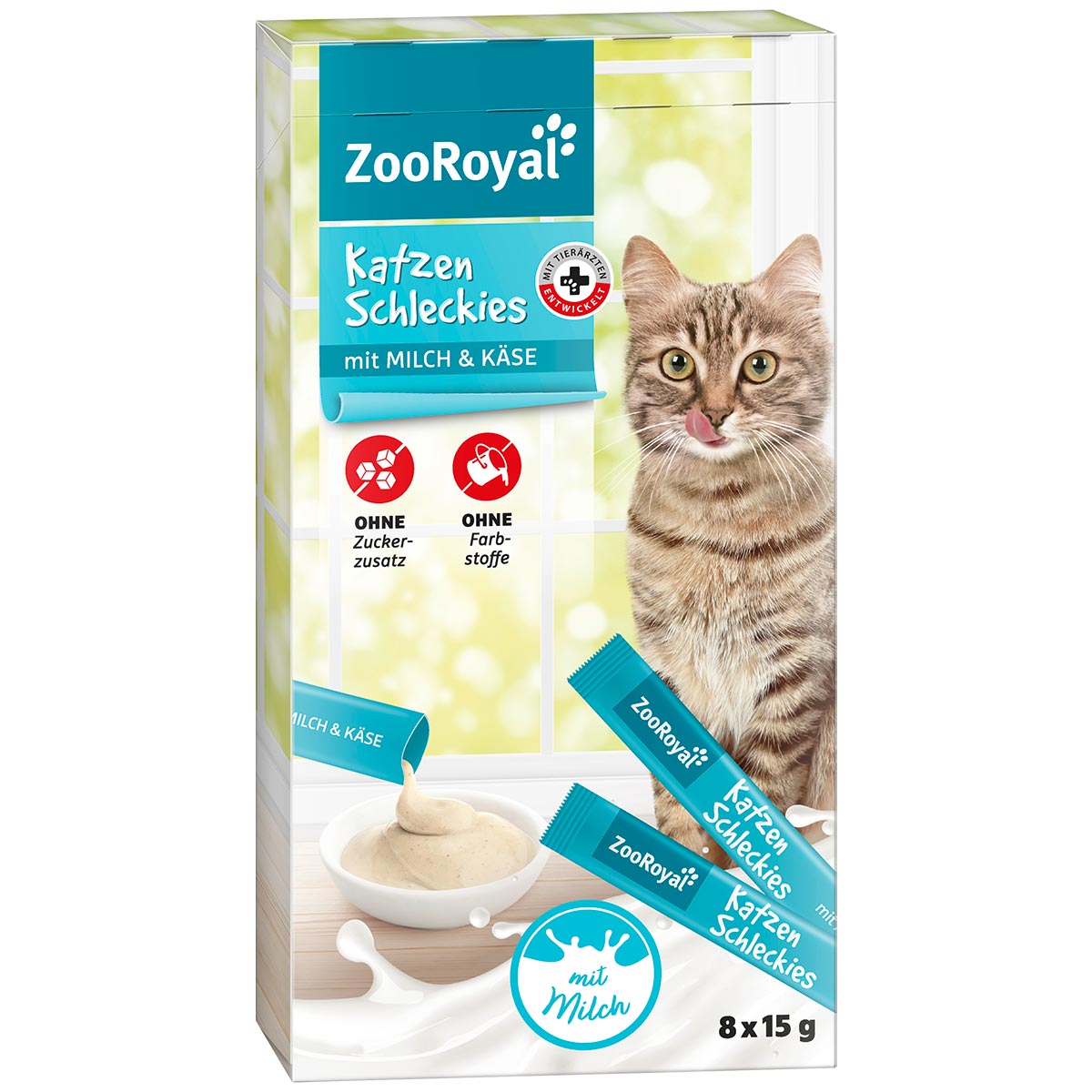 ZooRoyal Katzenschleckies mit Milch & Käse 8x15g